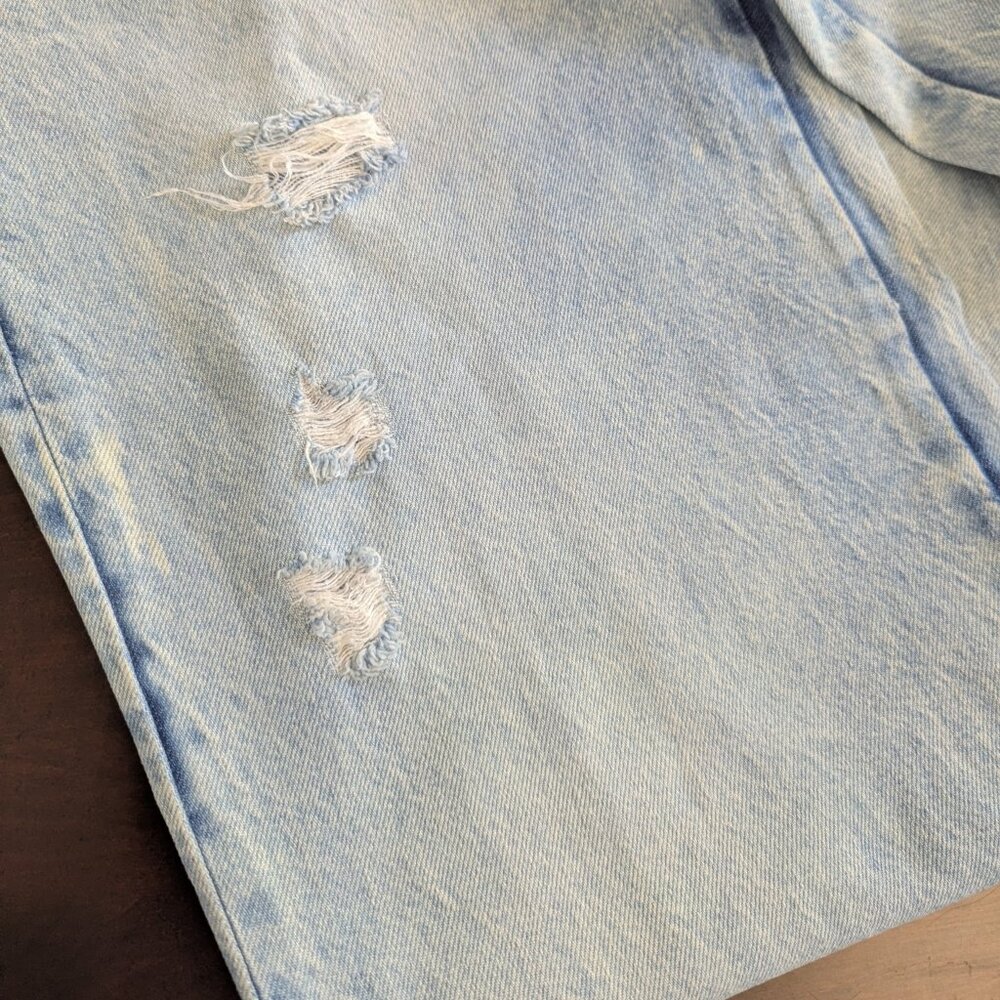 We The Free People 29 Kinsey Crop Wide Leg Jeans Light Acid Wash Distressed Boho - Picture 5 of 9